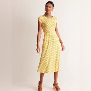 NWT Boden Amelie Jersey Midi Dress in Passion Fruit Blossom Tile